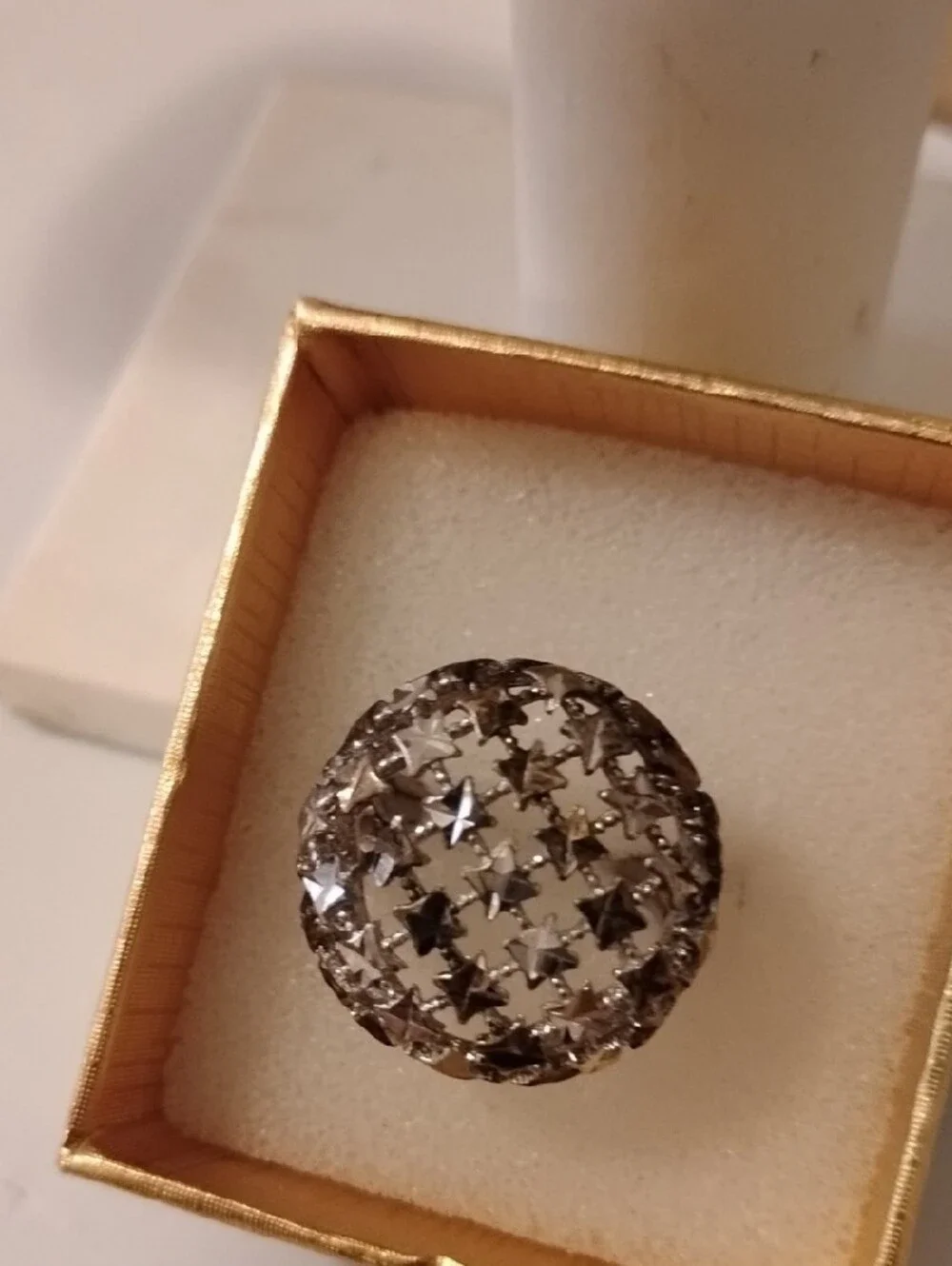 Colleen Lopez Bold High Polished Diamond-cut Fligree Ring Size 8